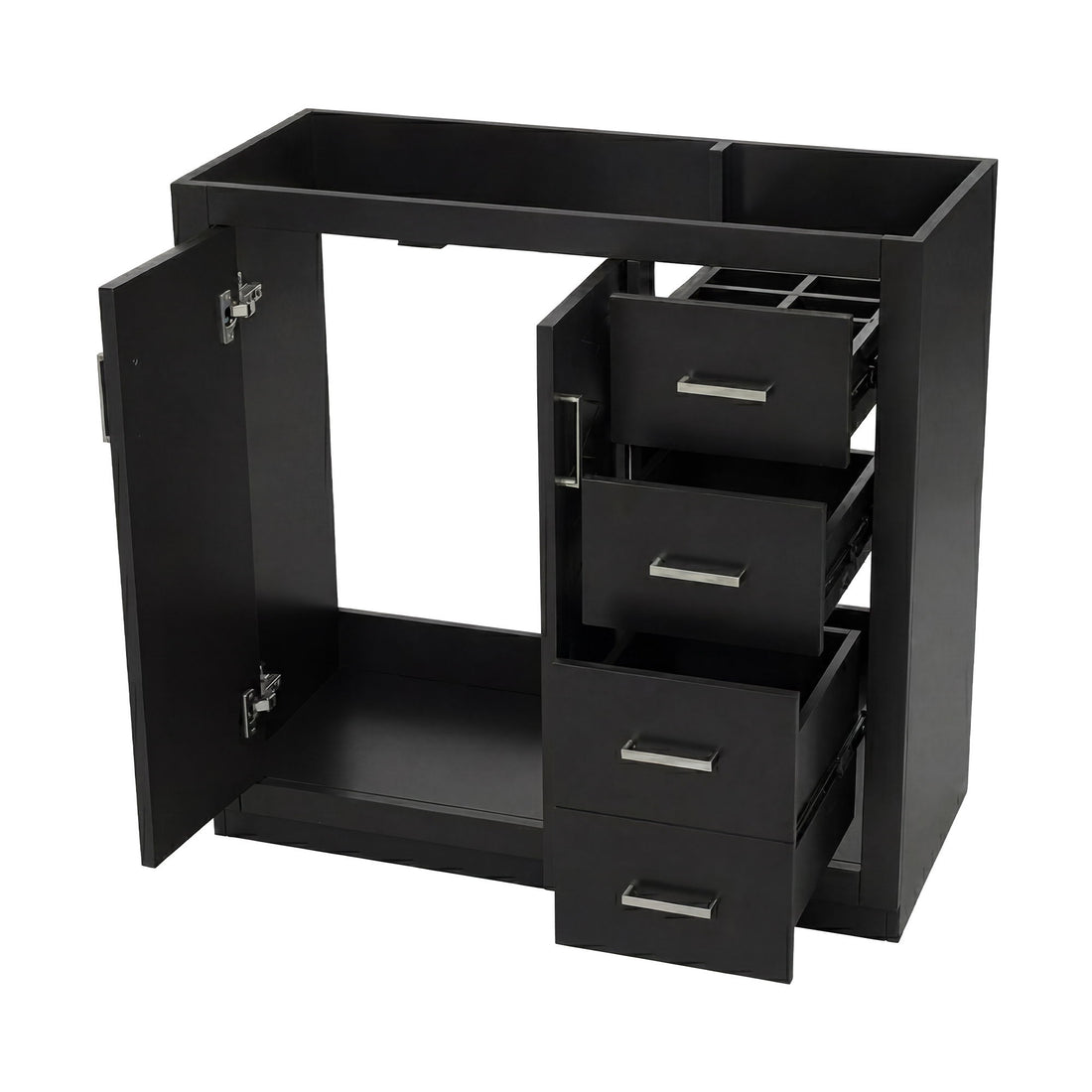 Retro Style Bathroom Vanity, 3 Drawers &amp; Soft Closing Doors