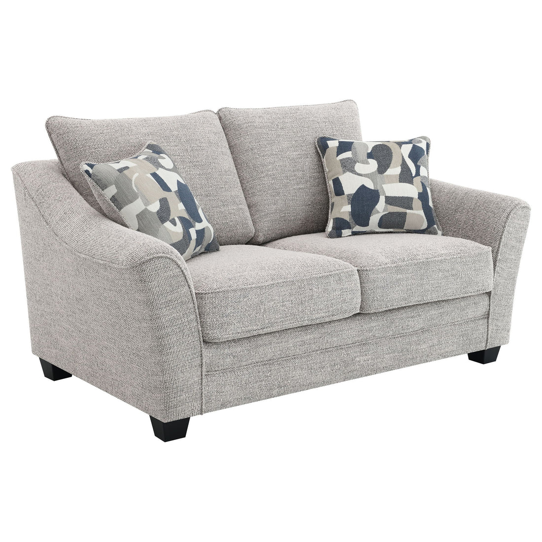 Lido - Upholstered Loveseat With Tapering Block Legs - Light Gray