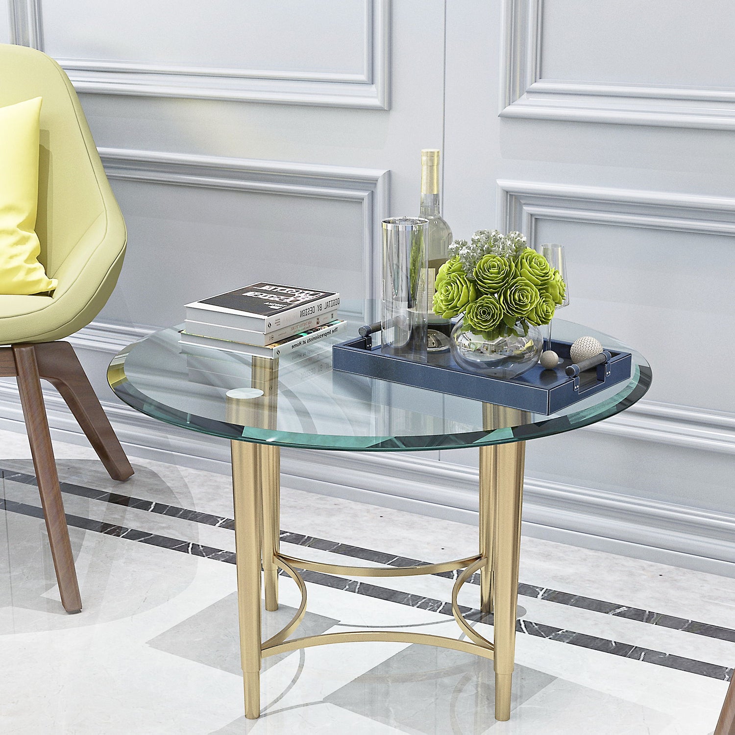 28&quot; Round Tempered Glass Table Top Clear Glass Thick Beveled Polished Edge