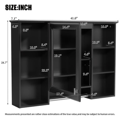 3 In 1 Modern Bathroom Mirror Cabinet With Adjustable Shelf, Soft Close Door, High Definition Mirror &amp; Towel Bar