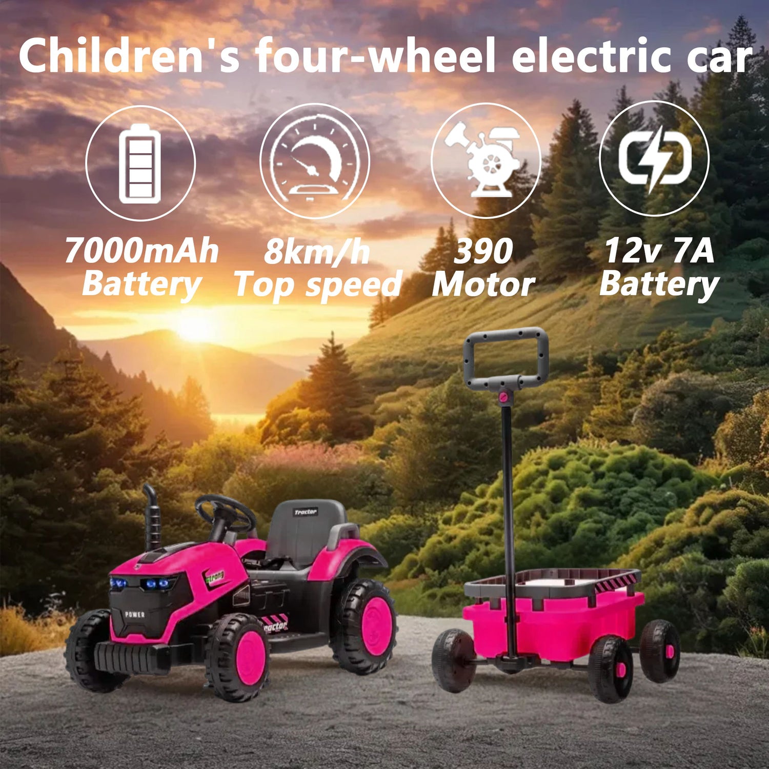 Kids Electric Ride On Tractor With Trailer