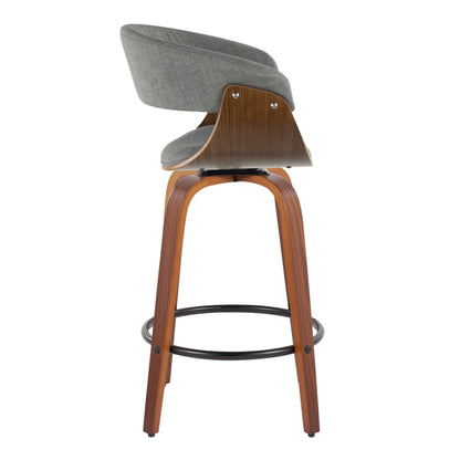 Vintage Mod - Mid Century Modern Fixed Height Counter Stool &amp; Swivel With Round Footrest (Set of 2)