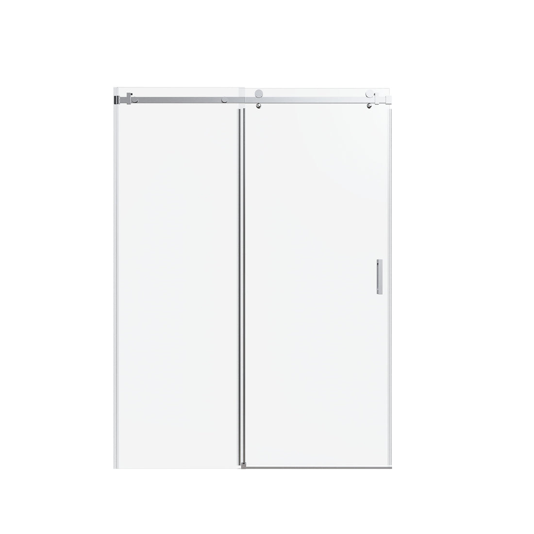 Frameless Single Sliding Shower Doors With Reversible Installation, 5 / 16" Tempered Glass - Chrome