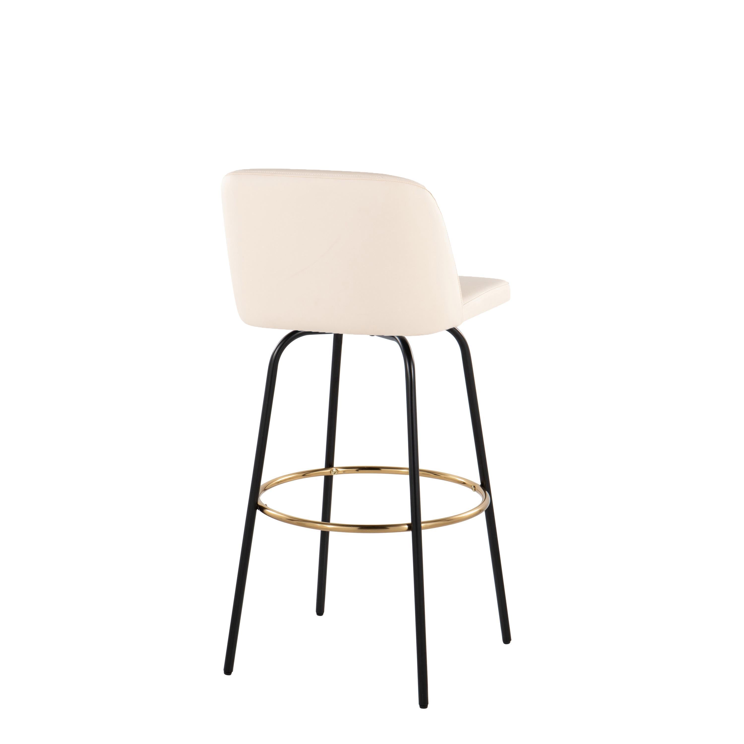 Toriano - Contemporary Fixed Height, Barstool With Swivel &amp; Round Footrest (Set of 2)