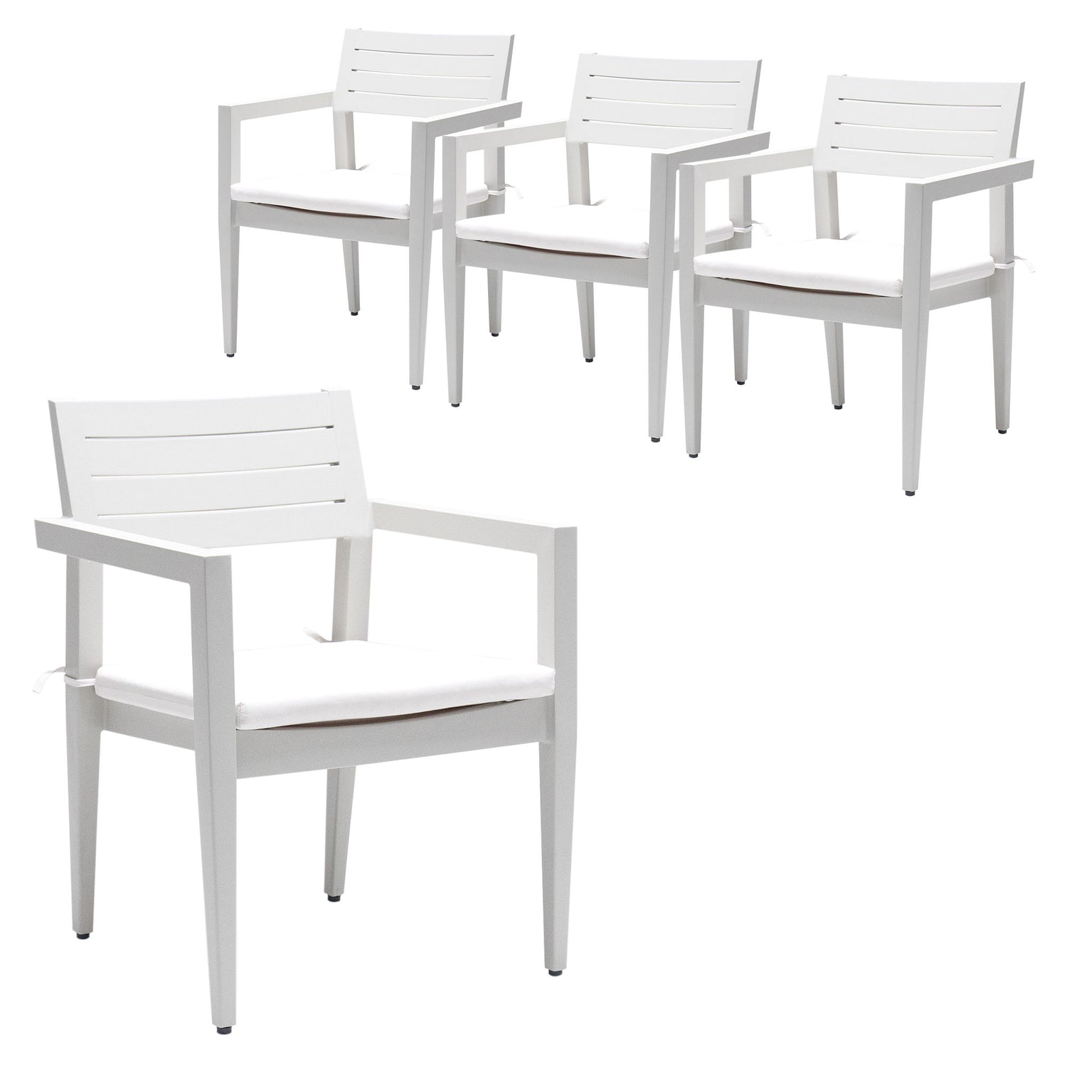 Outdoor Patio Stationary Dining Chairs With Outdoo Grade Sunbrella Fabric Cushions, Tapered Feet (Set of 4) - Grayish