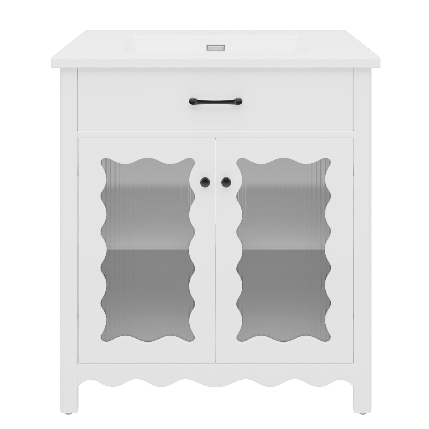 Modern Bathroom Vanity With Tempered Glass Doors