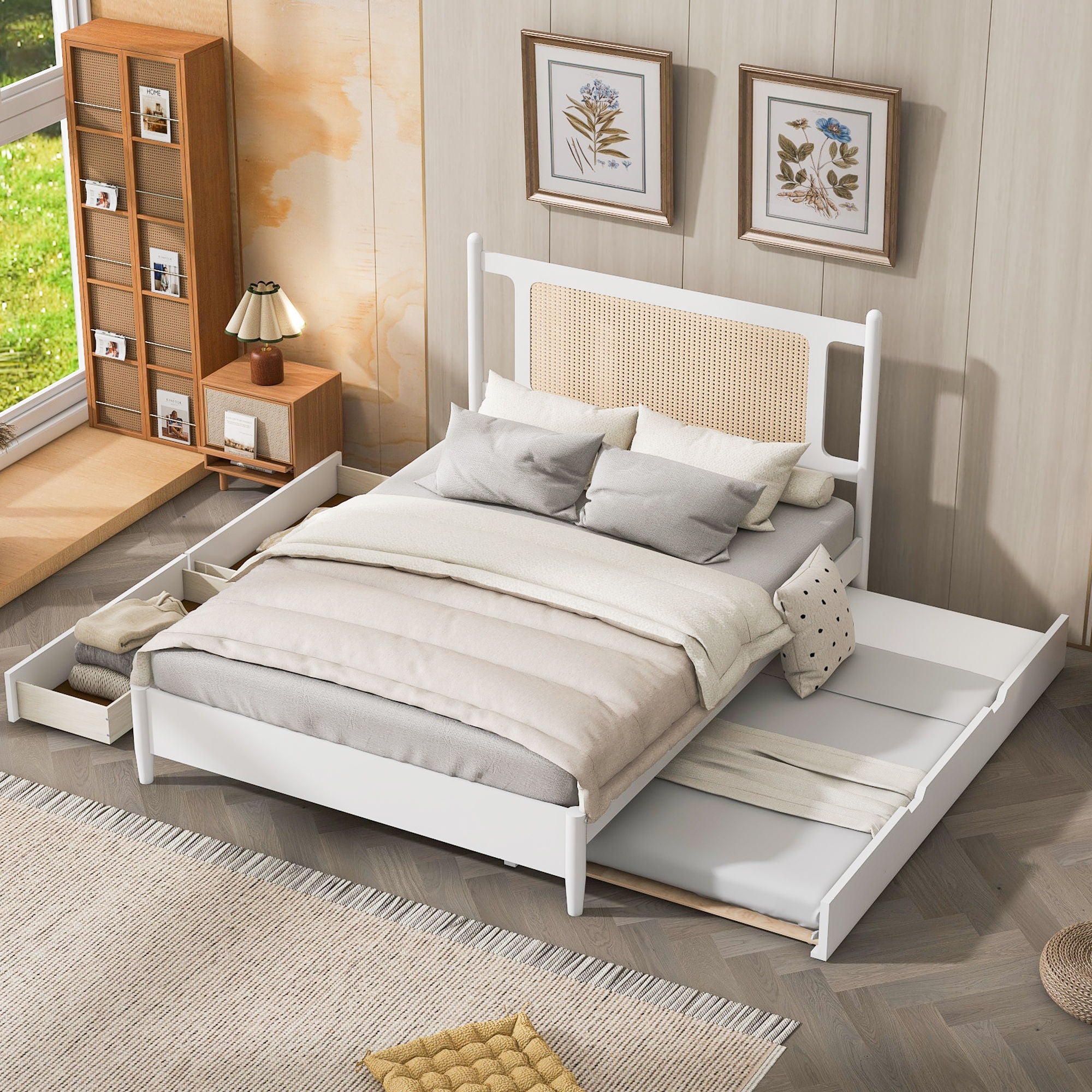 Platform Bed With 2 Big Drawers &amp; Trundle