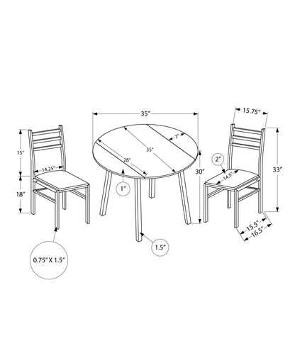 3 Pieces Dining Table Set, Small, Drop Leaf, Contemporary &amp; Modern