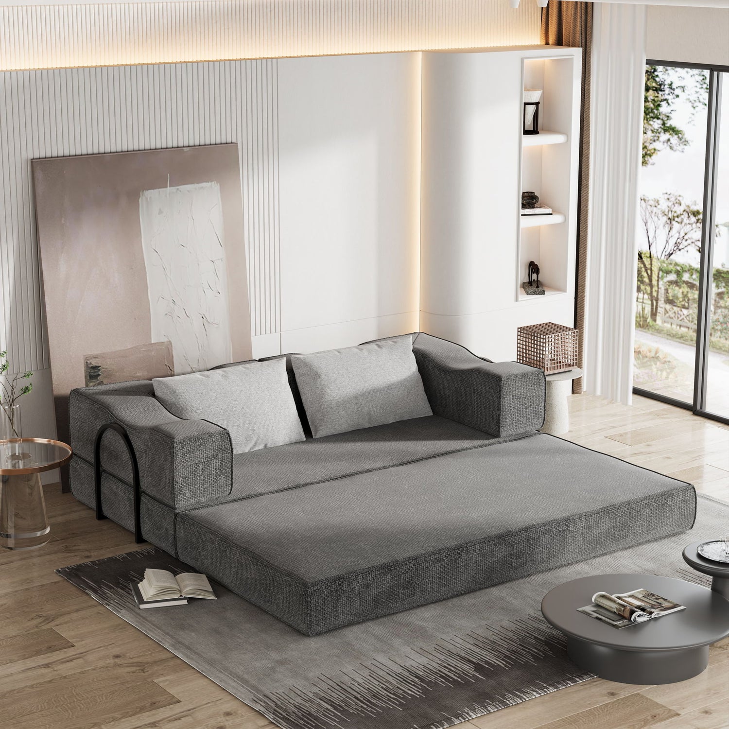 3 Seat Folding Floor Couch &amp; King Size Bed Mattress
