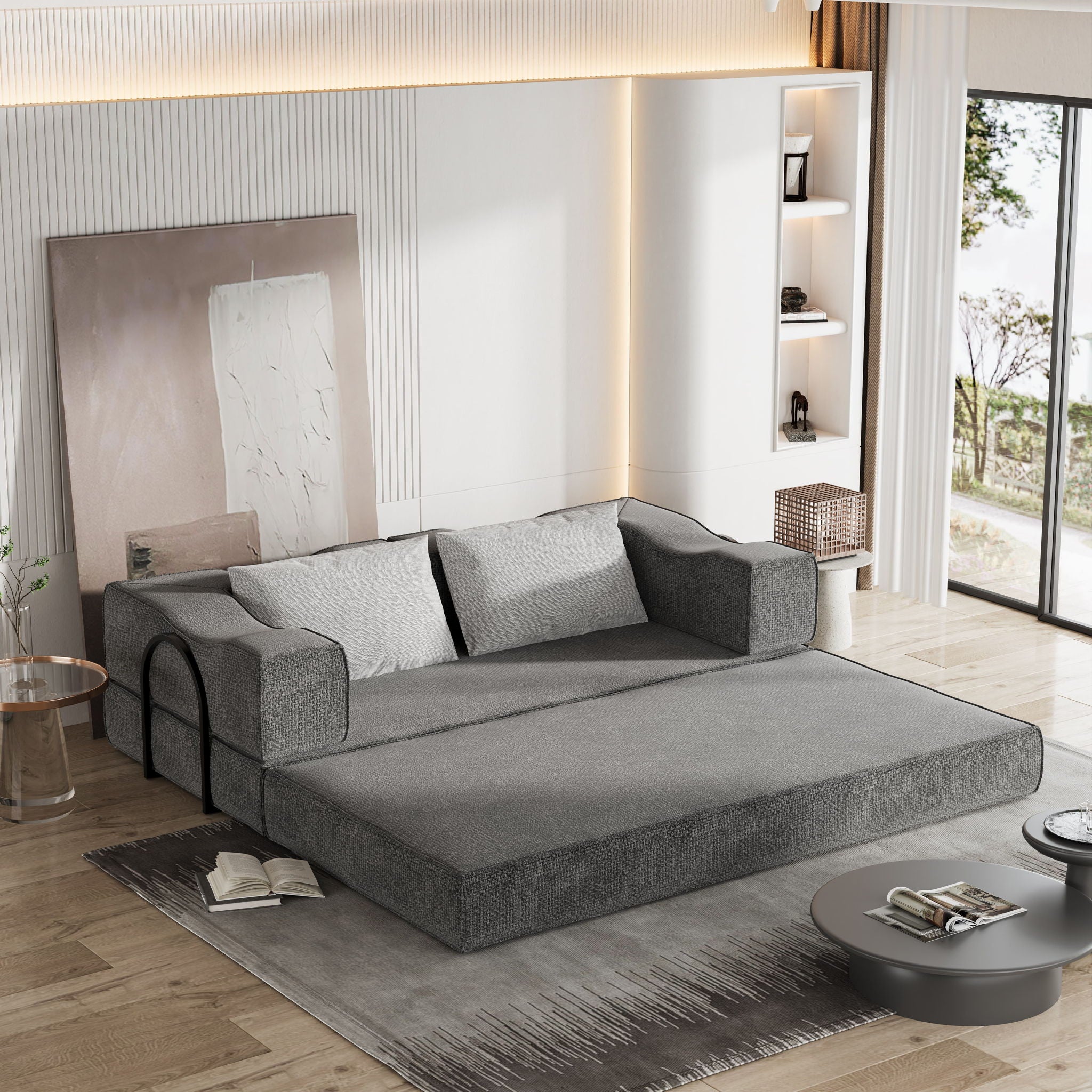3 Seat Folding Floor Couch &amp; King Size Bed Mattress