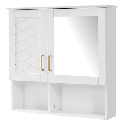2 In 1 Wall-Mounted Mirror Cabinet With Adjustable Shelves, Soft-Close Doors, High-Definition Mirror &amp; Storage
