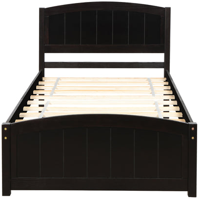 Platform Bed &amp; Headboard, Footboard And Wood Slat Support