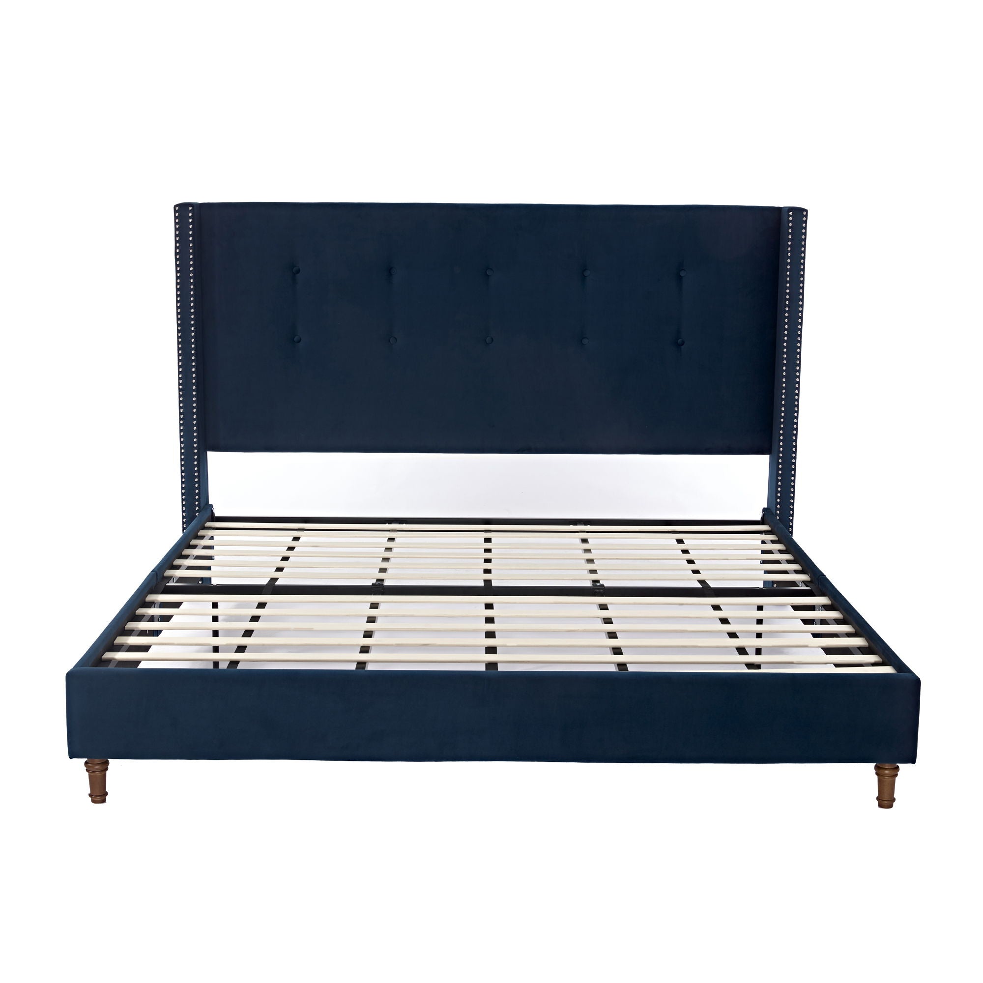 Peyton - Upholstered Bed With 54&quot; High Headboard, Traditional Hand Buttoned Tufting
