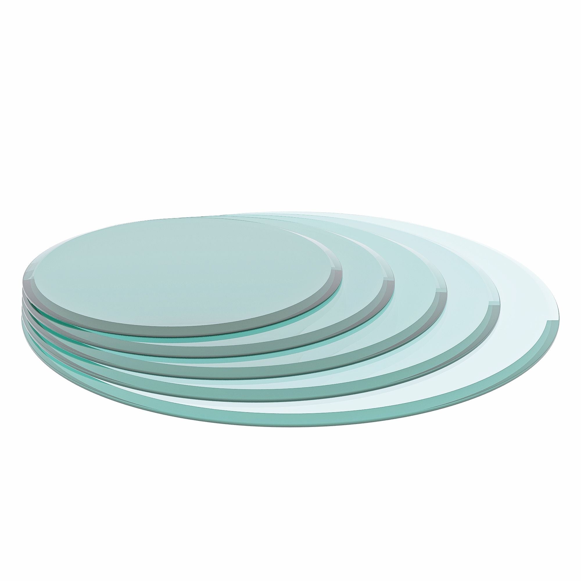 36&quot; Round Tempered Glass Table Top Black Glass Thick Beveled Polished Edge