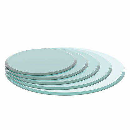 36&quot; Round Tempered Glass Table Top Black Glass Thick Beveled Polished Edge