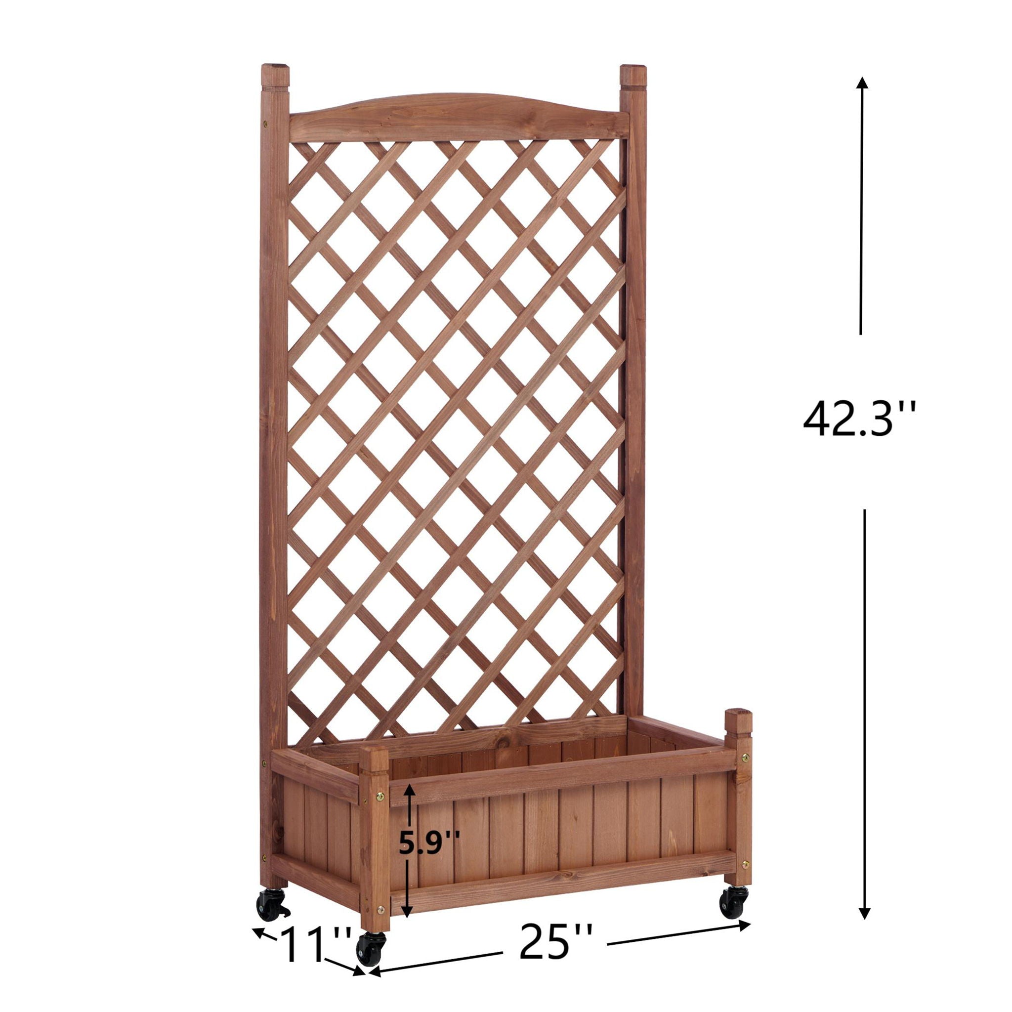 Raised Garden Bed With Trellis 2 Pack, Outdoor Planter Box &amp; Plant Stand With Climbing Racks - Brown