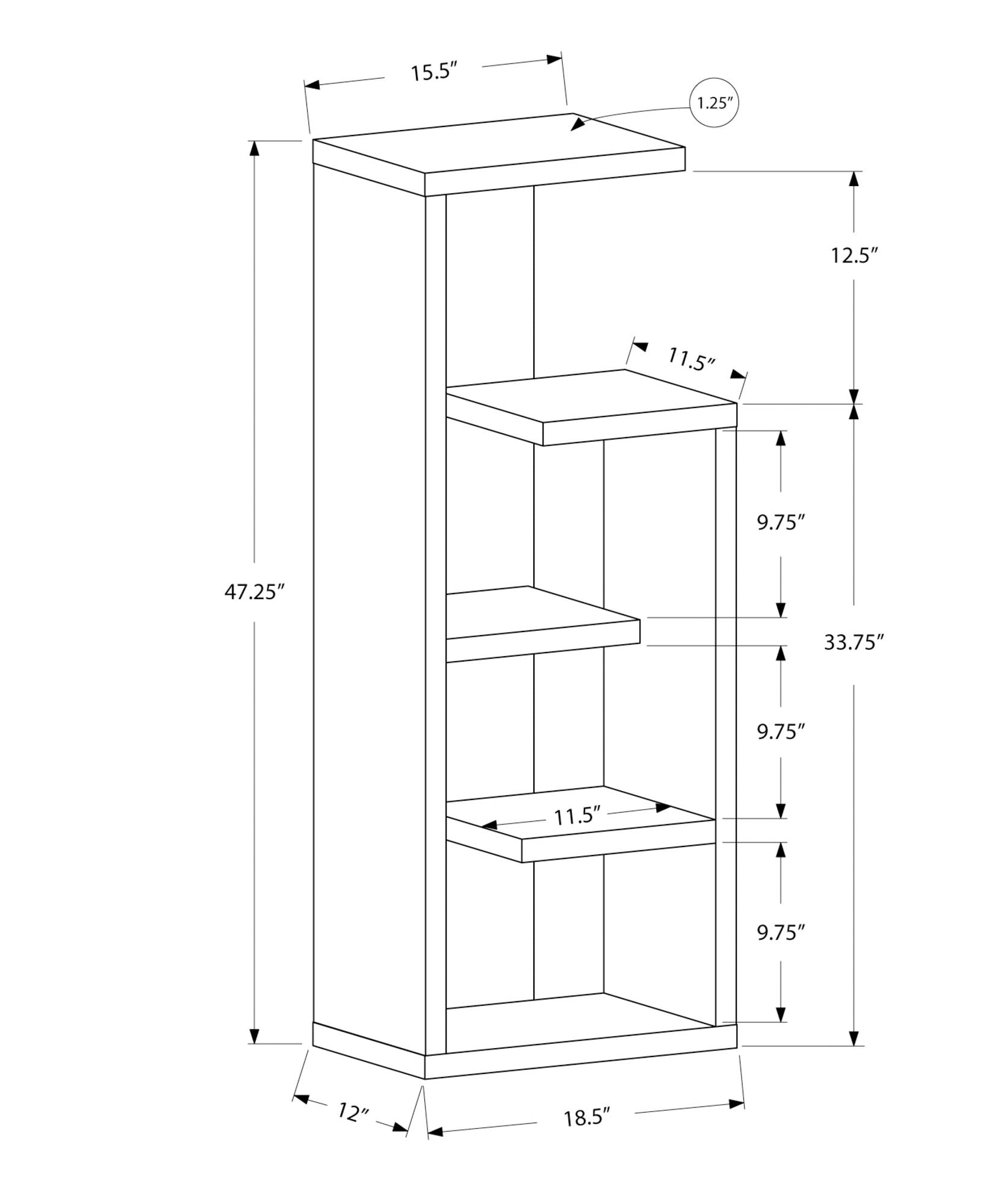 Bookshelf, Bookcase, Etagere, 4 Tier, For Office, Contemporary &amp; Modern - Taupe
