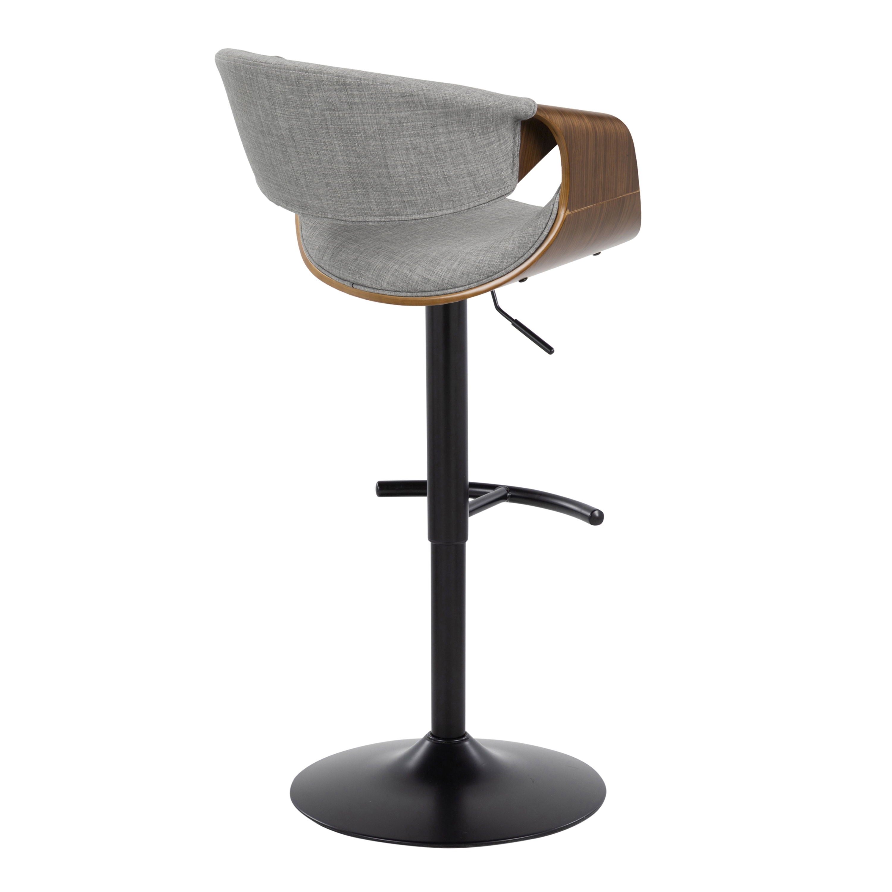 Curvo - Mid Century Modern Adjustable Barstool With Swivel &amp; Rounded T Footrest (Set of 2)
