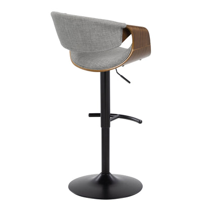 Curvo - Mid Century Modern Adjustable Barstool With Swivel &amp; Rounded T Footrest (Set of 2)