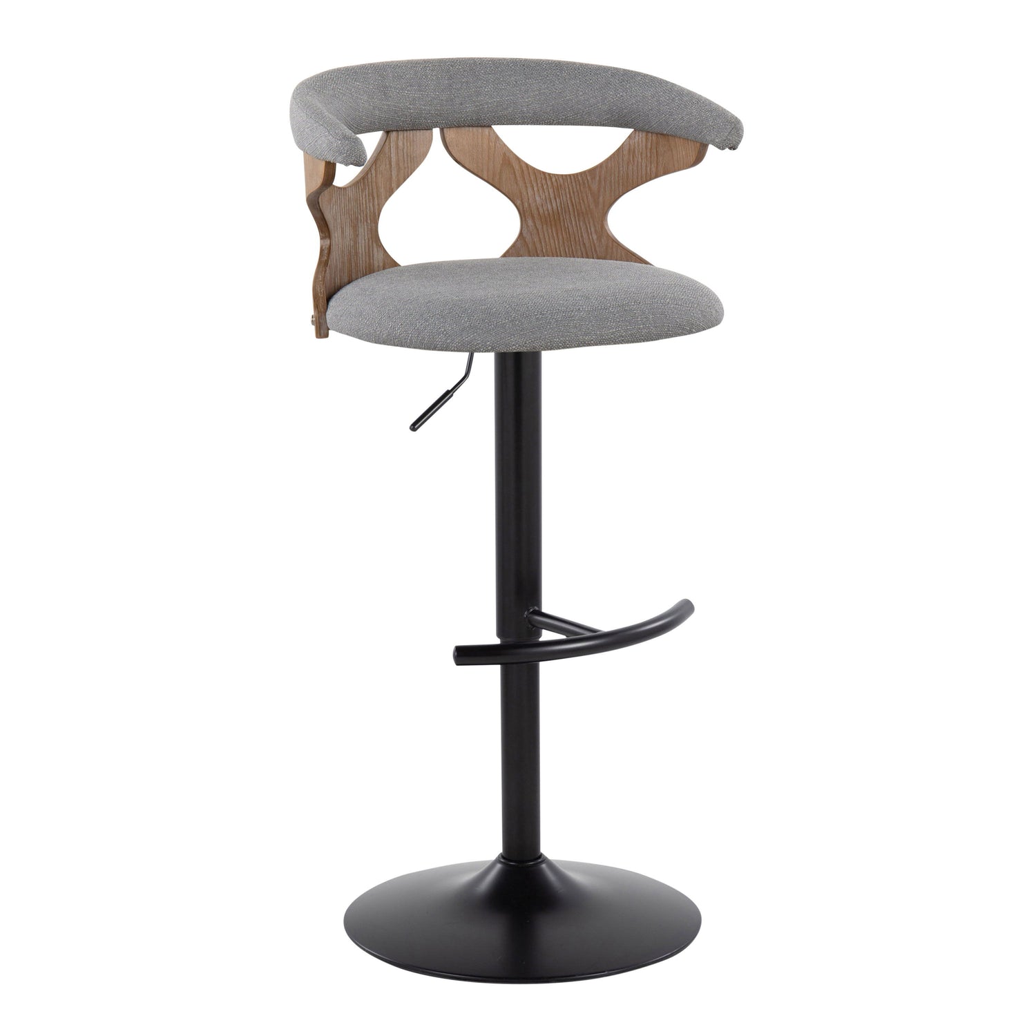 Gardenia - Contemporary Adjustable Barstool &amp; Swivel With Rounded T Footrest (Set of 2)