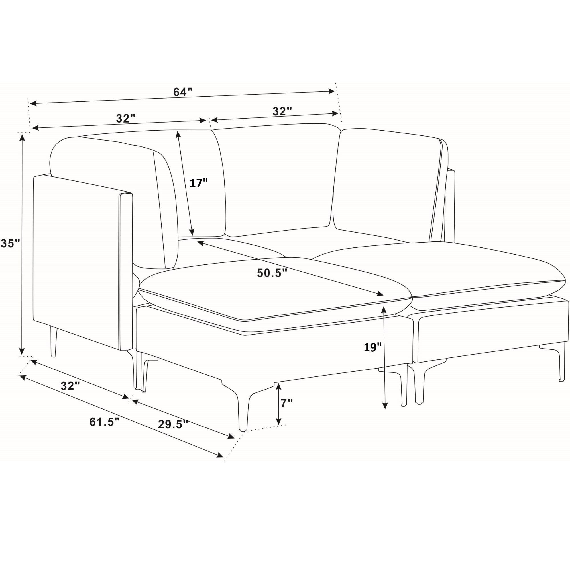 Upholstered Modular Sectional &amp; Tall Legs