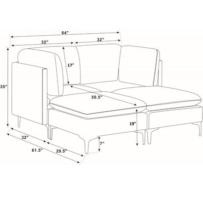 Upholstered Modular Sectional &amp; Tall Legs