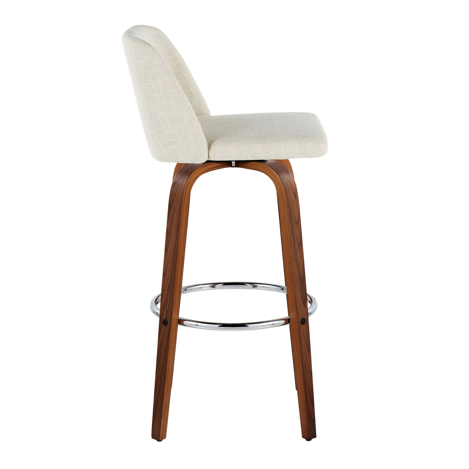 Toriano - Contemporary, Fixed Height Barstool Swivel &amp; Round Footrest (Set of 2)