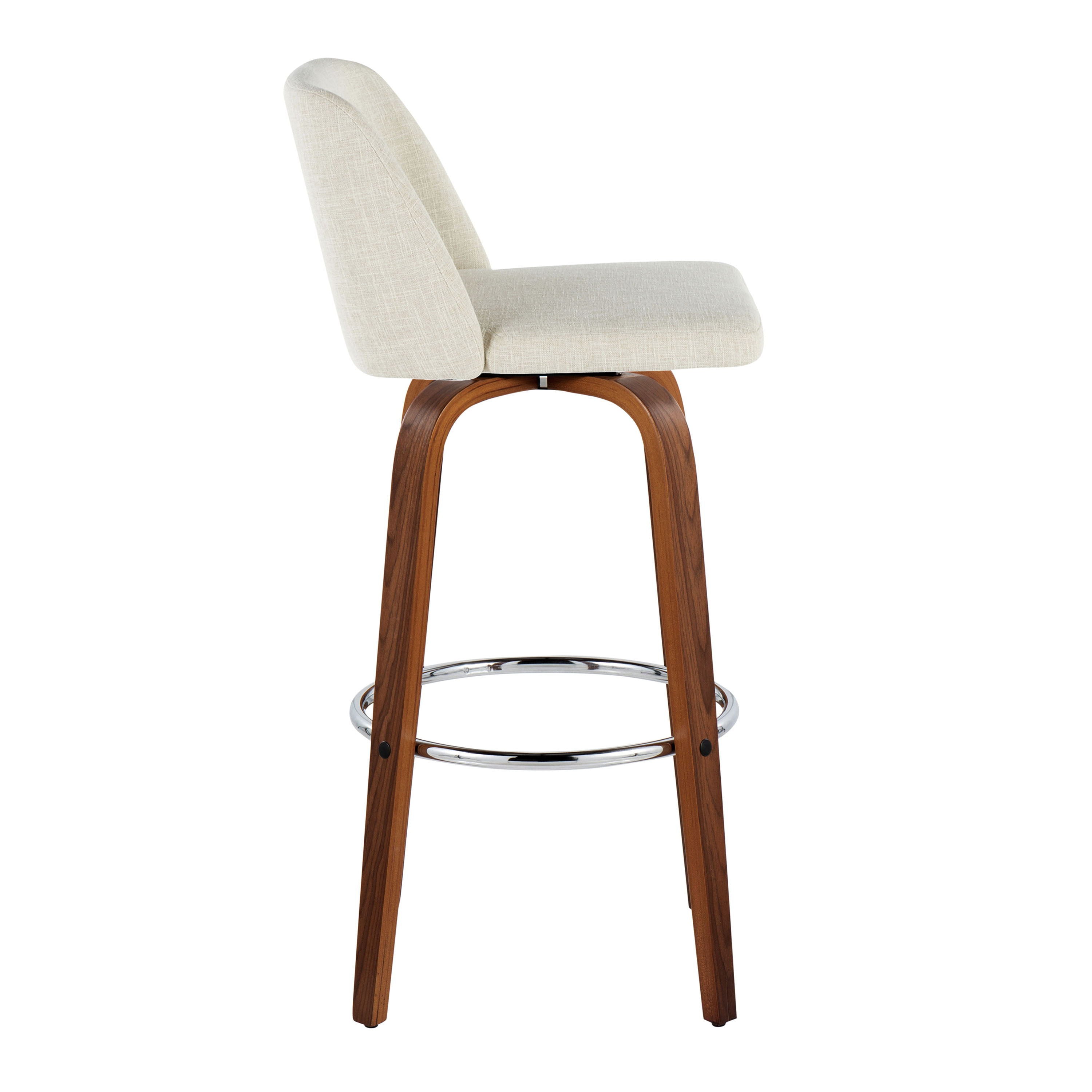 Toriano - Contemporary, Fixed Height Barstool Swivel &amp; Round Footrest (Set of 2)