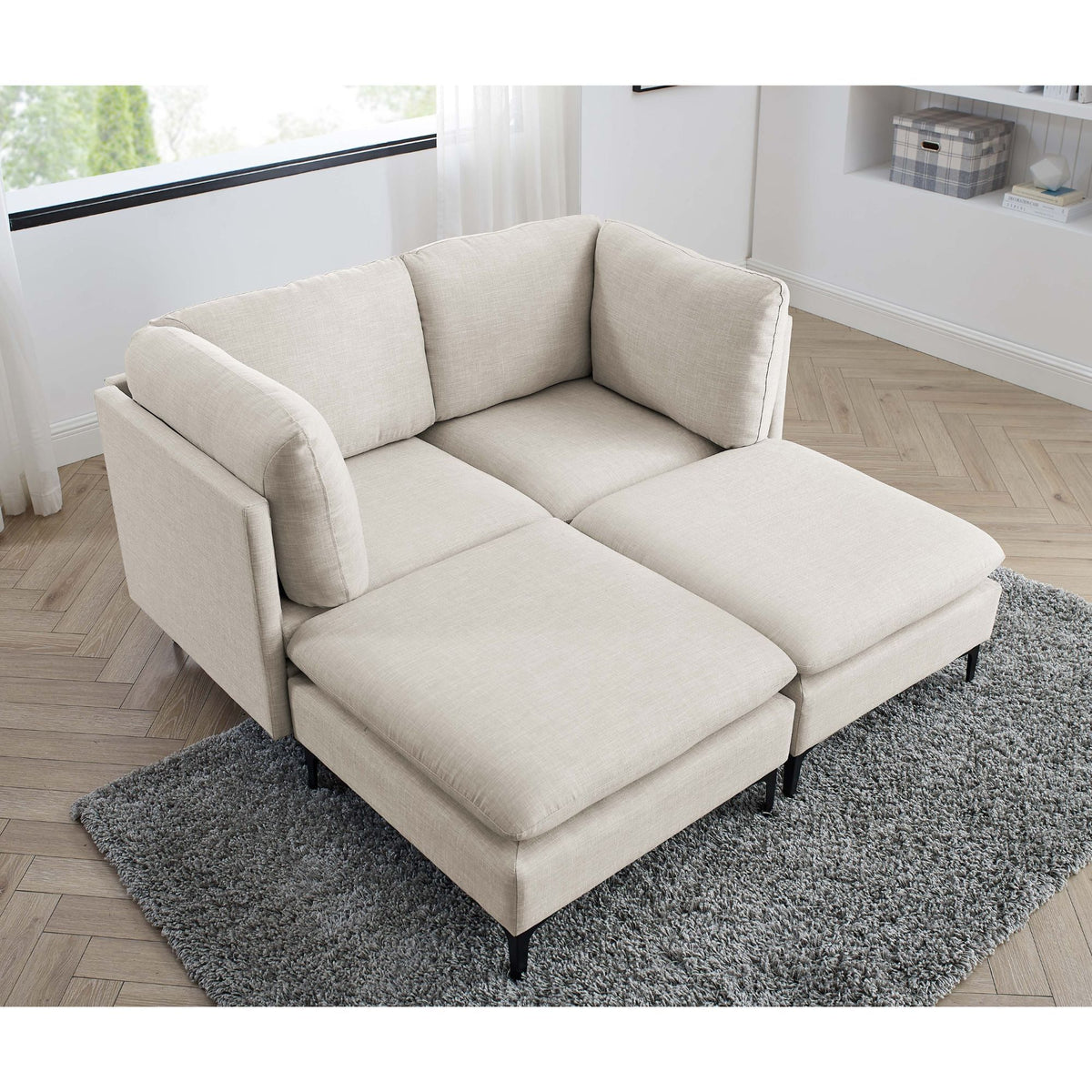 Upholstered Modular Sectional &amp; Tall Legs