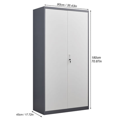 Wardrobe With Hanging Rod And Compartments, Lockable Closet With Locks &amp; Keys For Bedroom - Gray