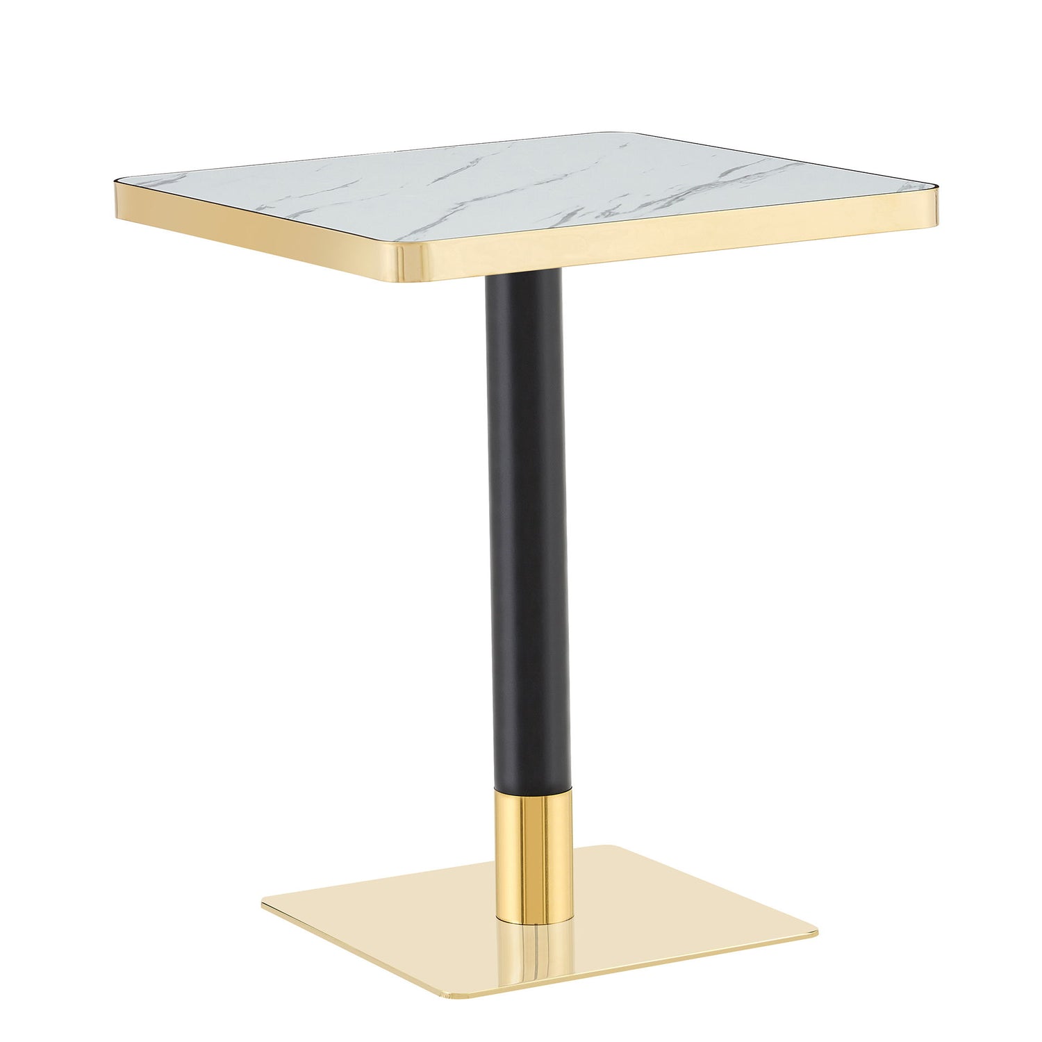 Square Dining Table &amp; Pedestal For Kitchen - Black / Gold / White
