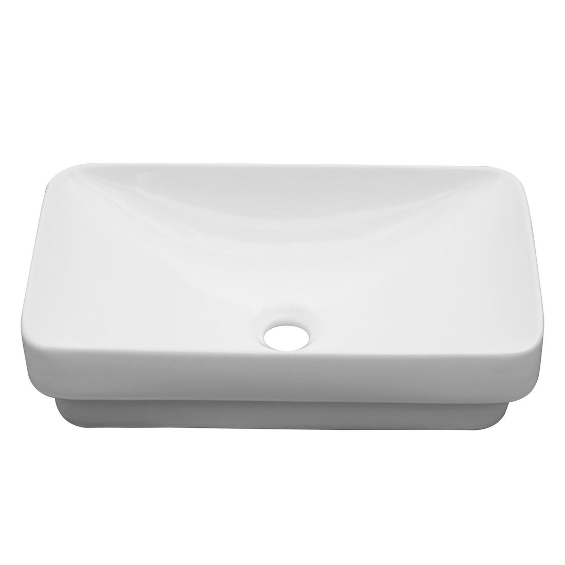 Semi Recessed Bathroom Sink With Countertop Vessel Design, 19&quot; X 12&quot; - White