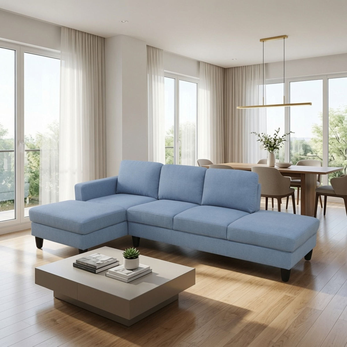 L - Shaped Sectional Sofa With Chaise &amp; Ottoman