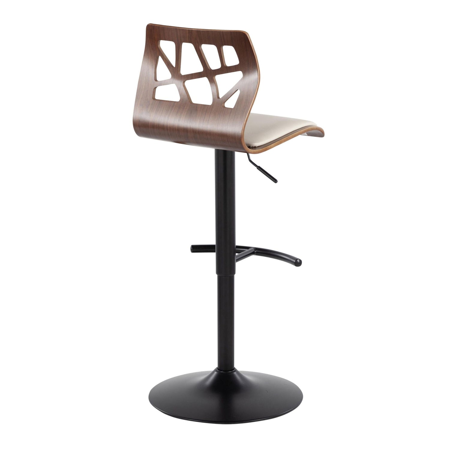 Folia - Mid Century Modern Adjustable Barstool With Swivel &amp; Rounded T Footrest (Set of 2)