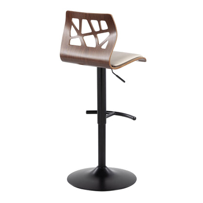 Folia - Mid Century Modern Adjustable Barstool With Swivel &amp; Rounded T Footrest (Set of 2)