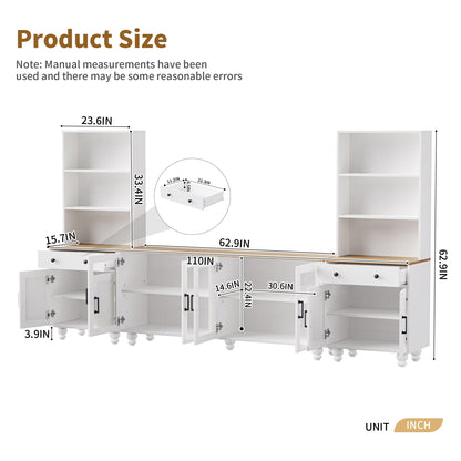 Farmhouse TV Stand With Solid Wood Gourd Shaped Legs For TVs Up To 70&quot;