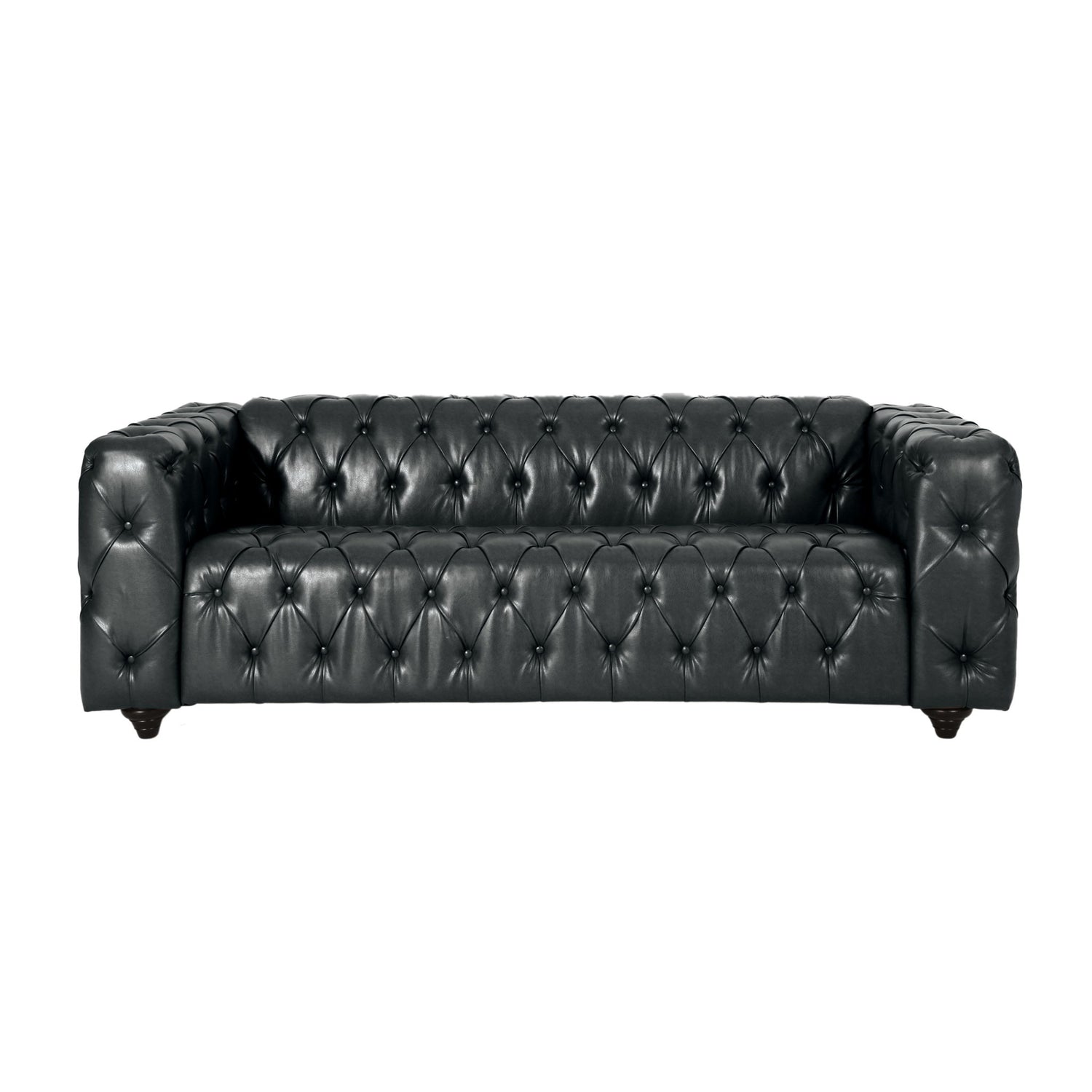 Comfy 3 Seat Sofa &amp; Wooden Legs, For Living Room And Study - Black