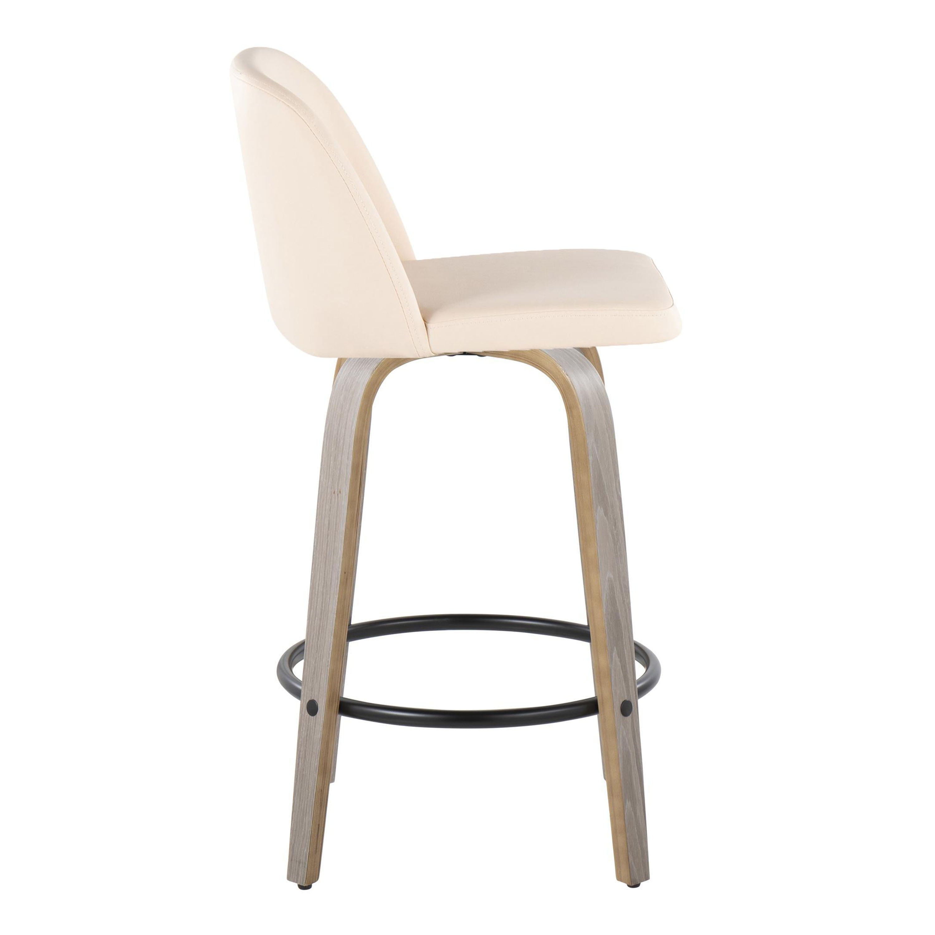 Toriano - Contemporary Fixed Height Counter Stool With Swivel &amp; Round Footrest (Set of 2)
