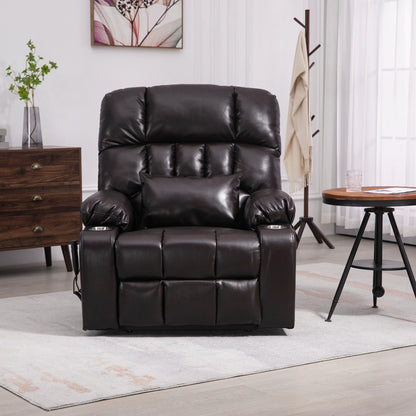 Lift Chair With Heat &amp; Massage, 2 Pockets, 2 Cup Holders, Dual Remote - Wine Red