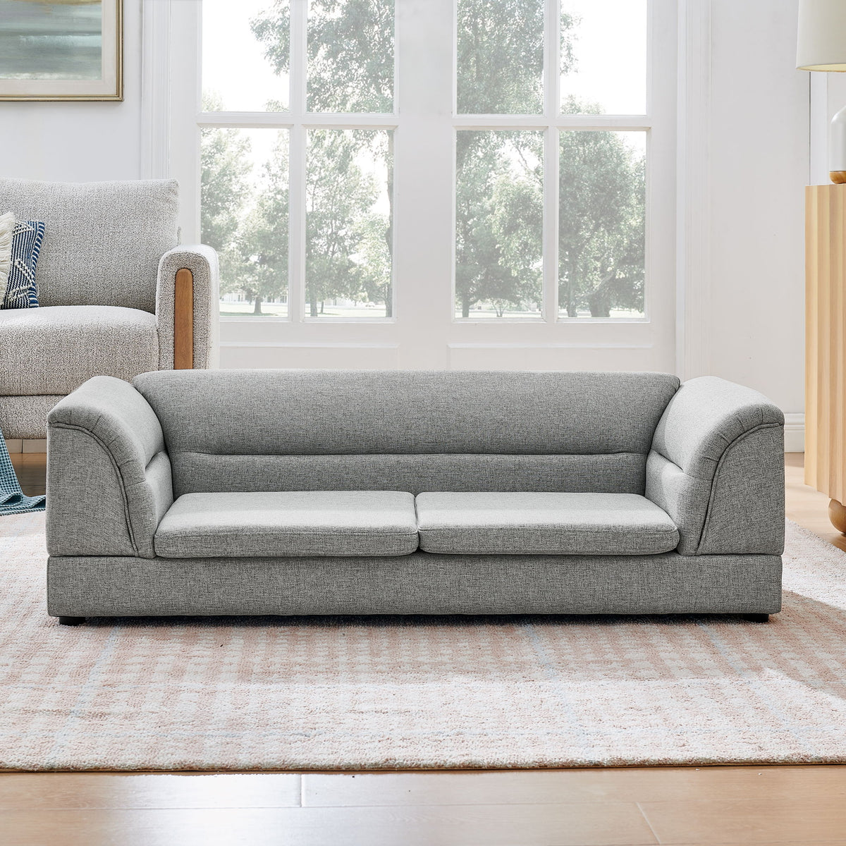 Oversized, Curved Armrest Rectangular Dog Sofa, For Large &amp; Oversized Dogs - Light Gray