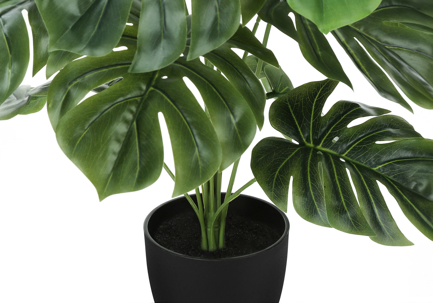 24&quot; Tall, Artificial Plant, Monstera, Indoor, Faux, Fake, Table, Greenery, Potted, Real Touch, Decorative - Green / Black