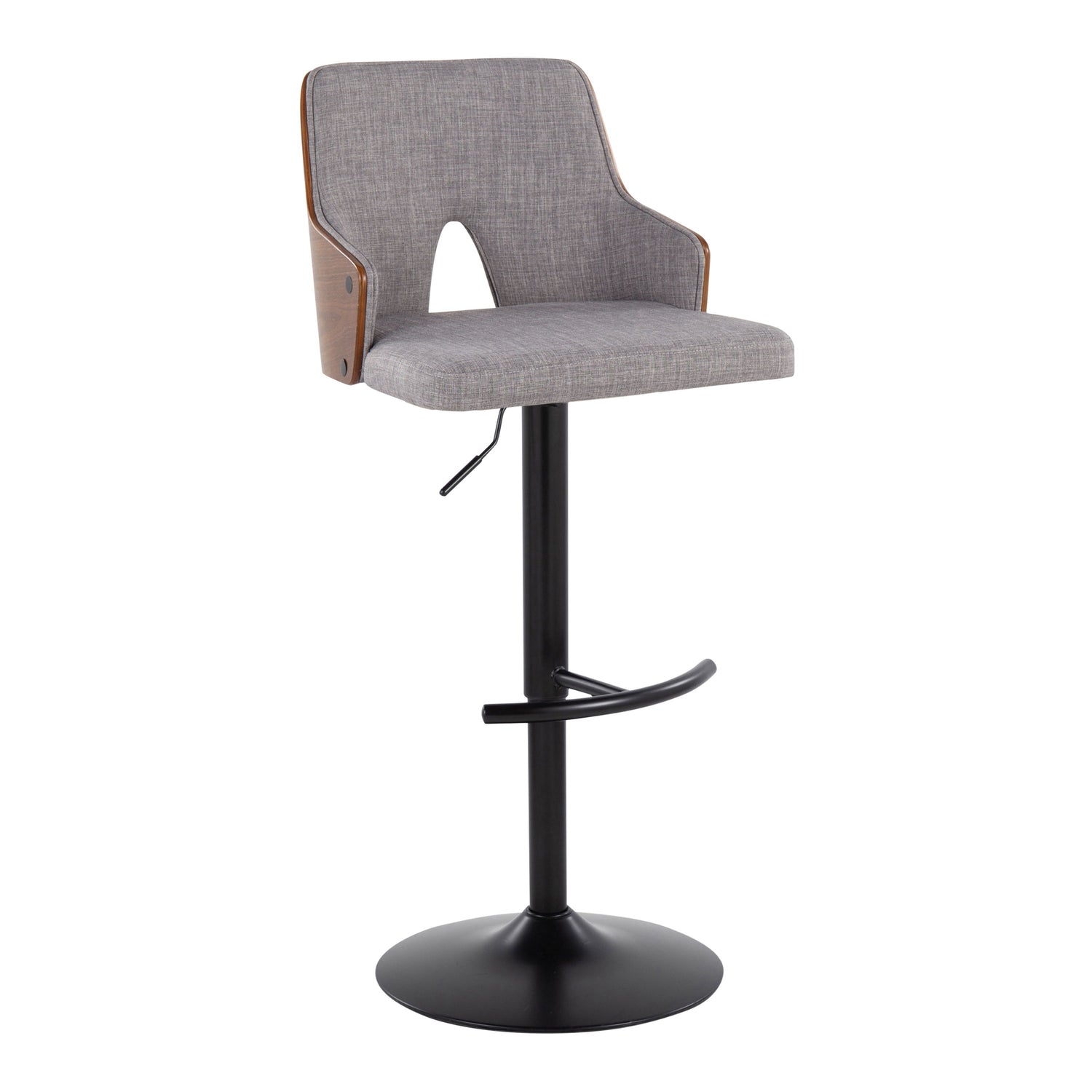 Stella - Contemporary Adjustable Barstool Stool &amp; Swivel With Rounded T Footrest (Set of 2)