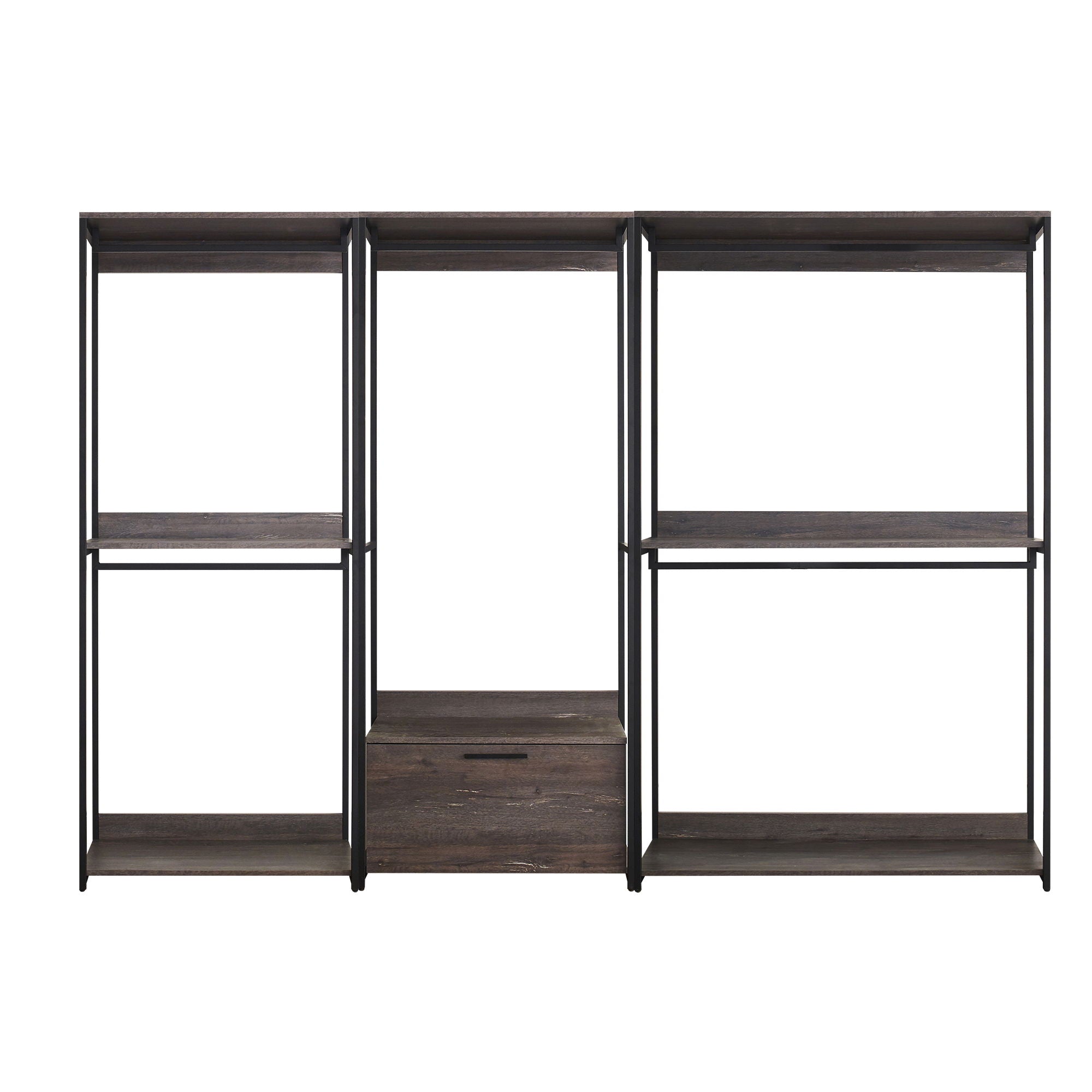 Monica - Wood Walk In Closet System &amp; Modular Design Melamine - Rustic
