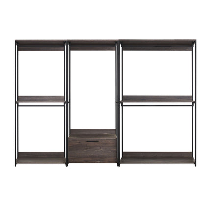 Monica - Wood Walk In Closet System &amp; Modular Design Melamine - Rustic