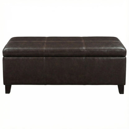 Rectangle Storage Ottoman Bench For Living Room - Brown