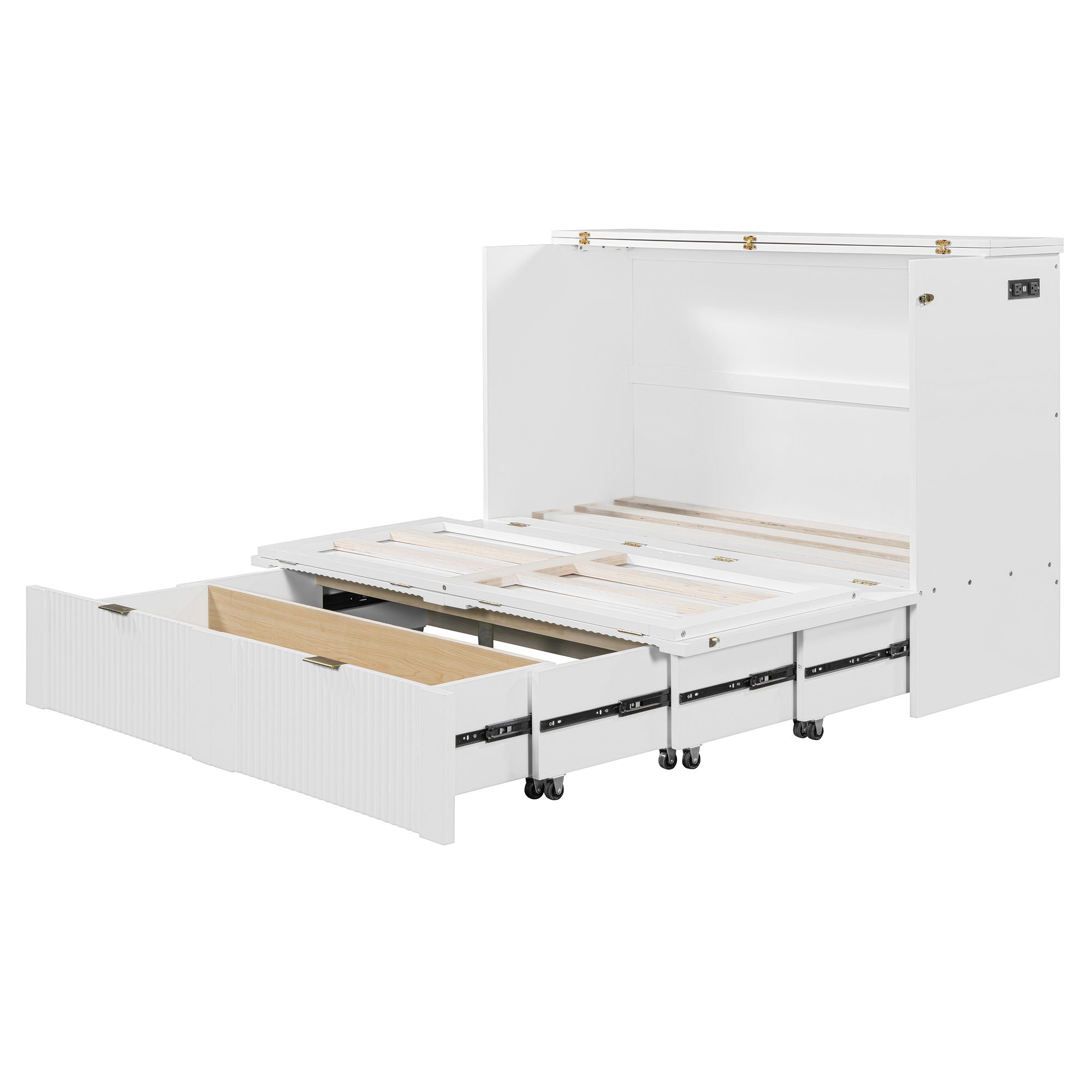 Murphy Bed With Drawer And A Set Of Sockets &amp; USB Ports, Pulley Structure Design