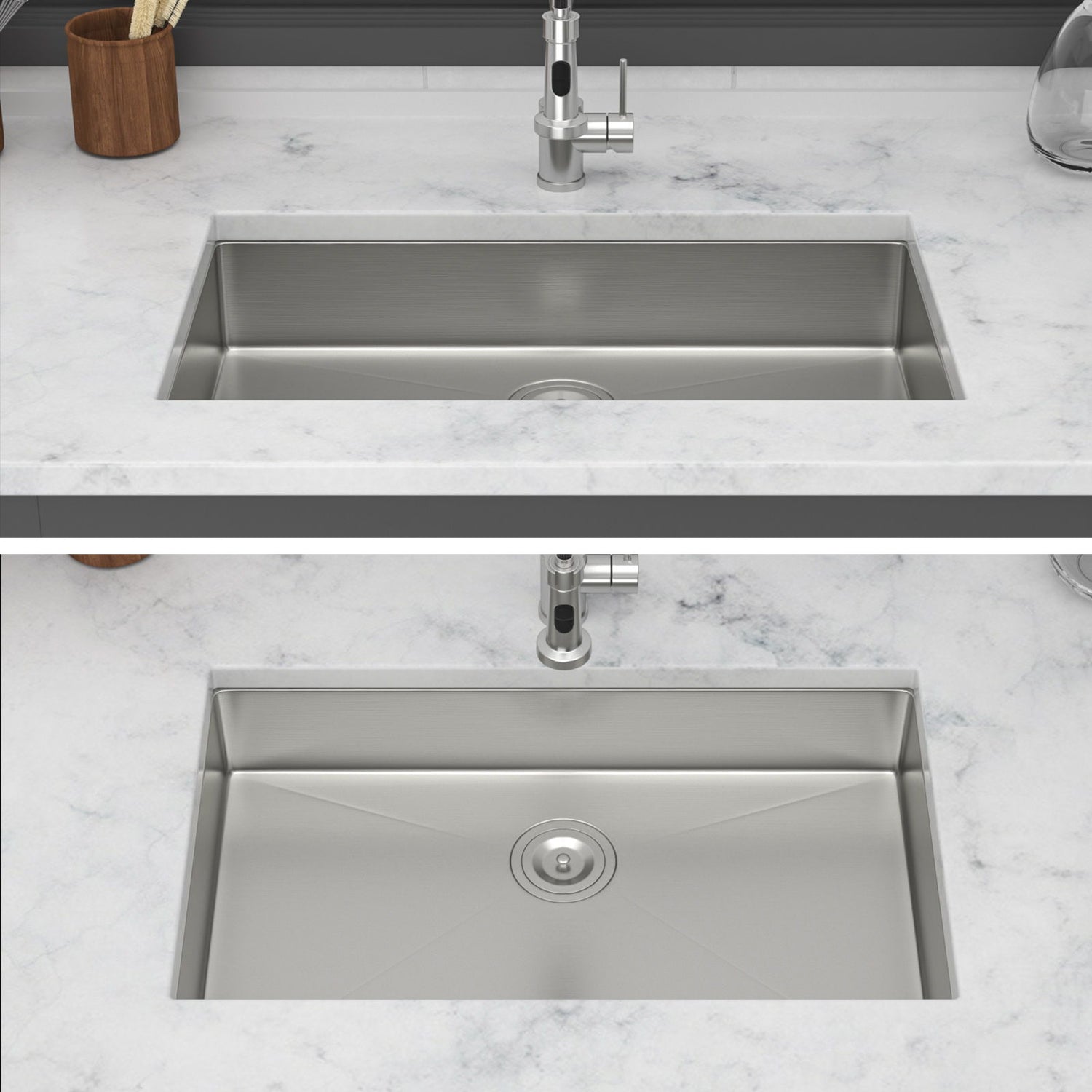 Ada-Compliant 27&quot; Undermount Sink, Low Depth Single Bowl - Brushed Nickel