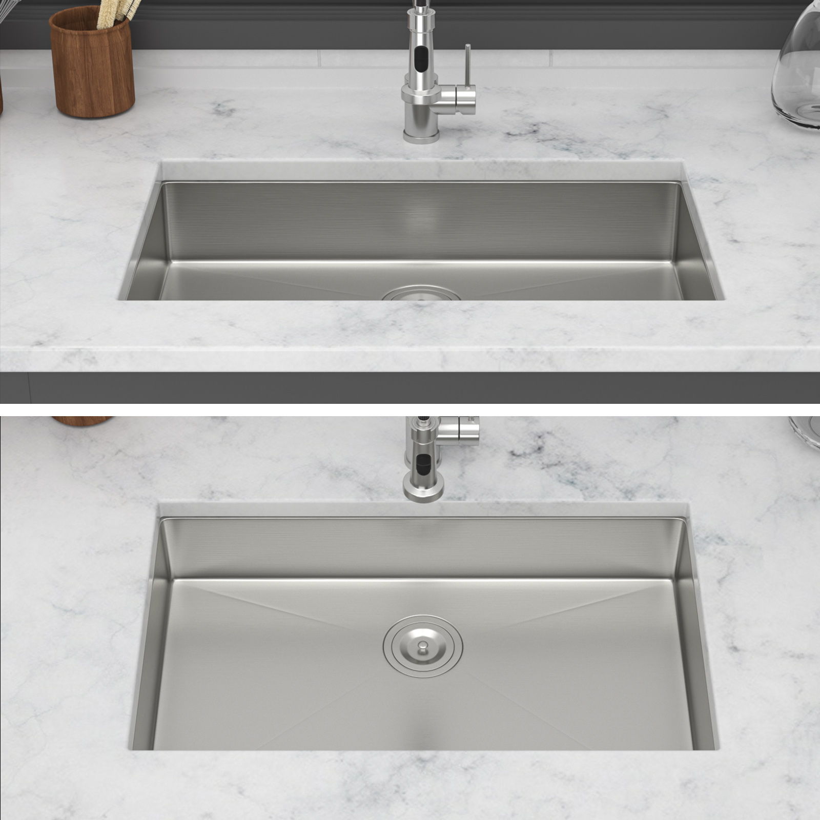 Ada-Compliant 27&quot; Undermount Sink, Low Depth Single Bowl - Brushed Nickel