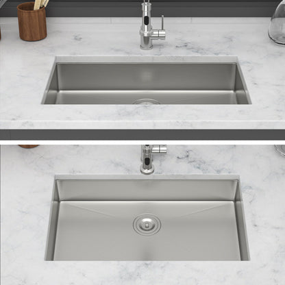 Ada-Compliant 27&quot; Undermount Sink, Low Depth Single Bowl - Brushed Nickel