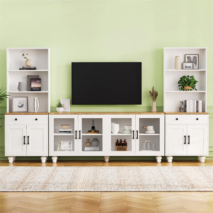 Farmhouse TV Stand With Solid Wood Gourd Shaped Legs For TVs Up To 70&quot;